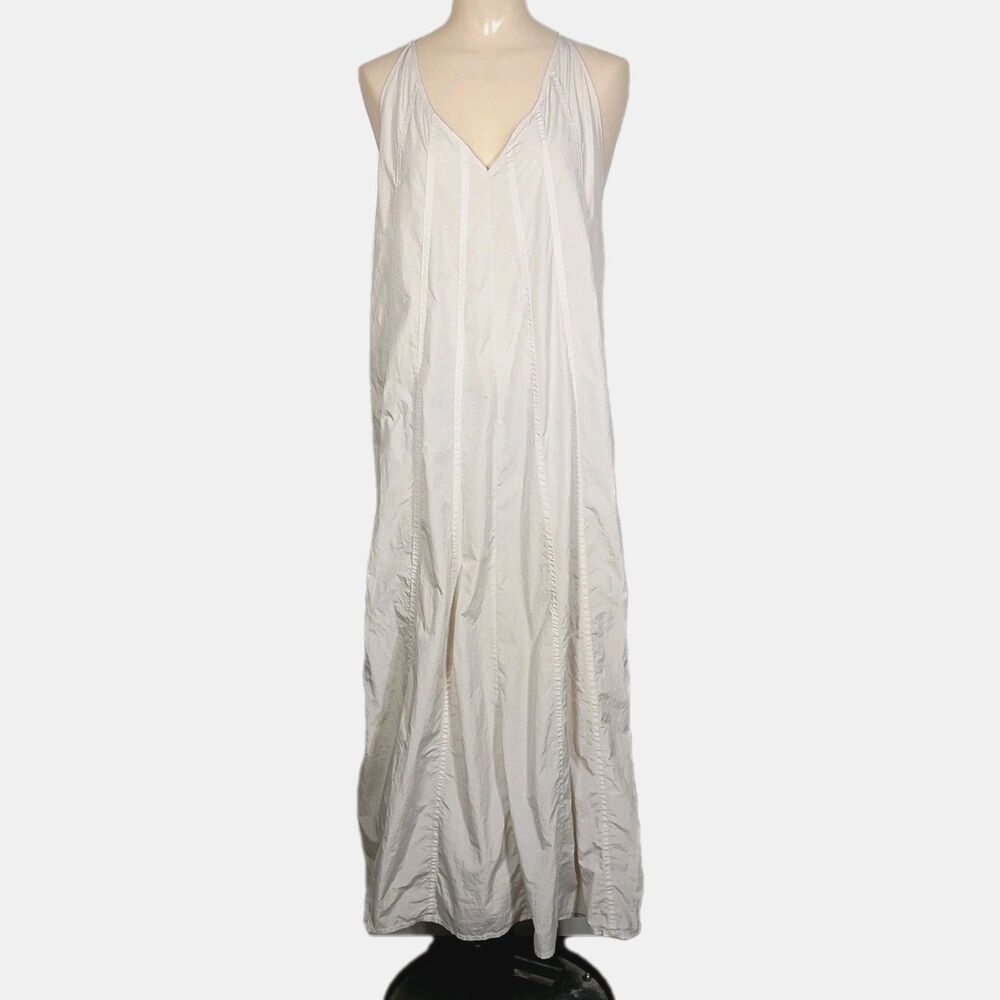 Athleta Canopy Parachute Nylon Maxi Swing Dress Ivory Lightweight M Oversized